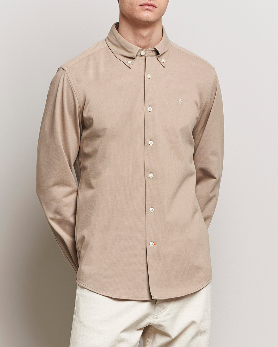Hombres | Camisas | Morris | Eddie Slim Fit Pique Shirt Khaki