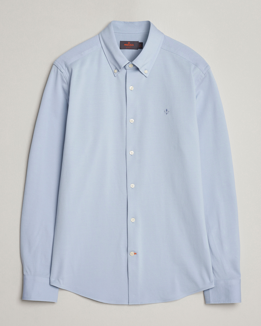 Hombres | Camisas | Morris | Eddie Slim Fit Pique Shirt Light Blue
