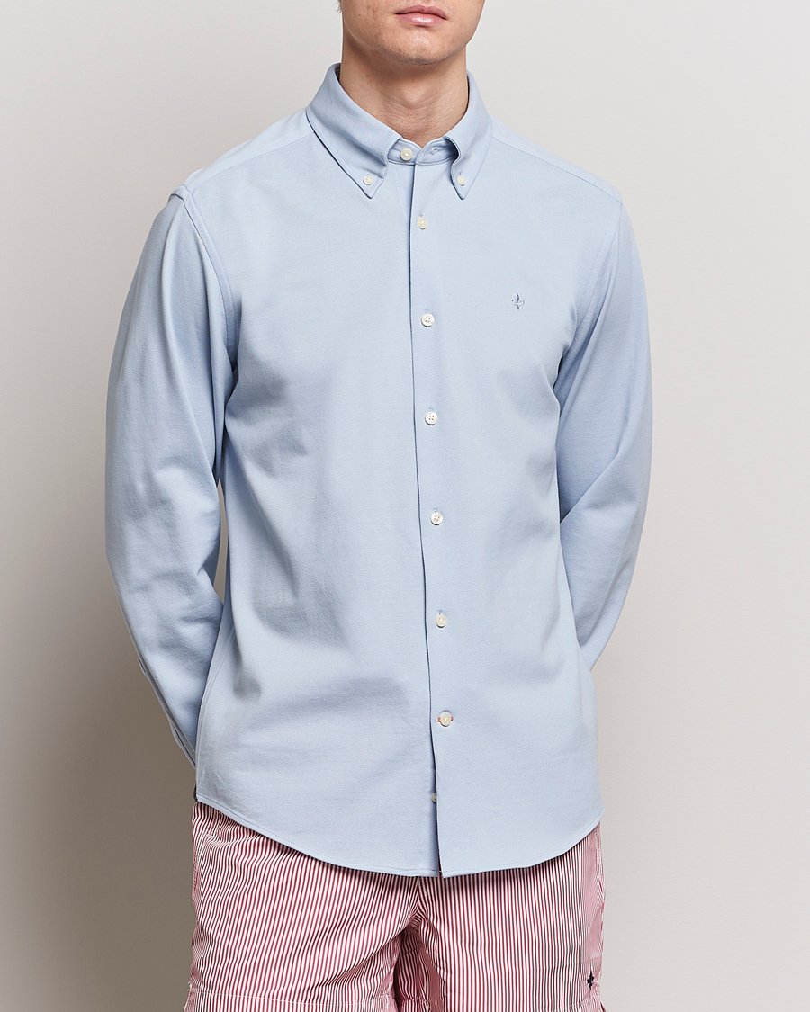 Hombres |  | Morris | Eddie Slim Fit Pique Shirt Light Blue