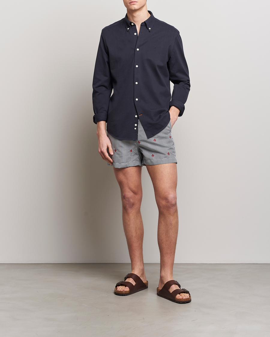 Hombres | Camisas | Morris | Eddie Slim Fit Pique Shirt Old Blue