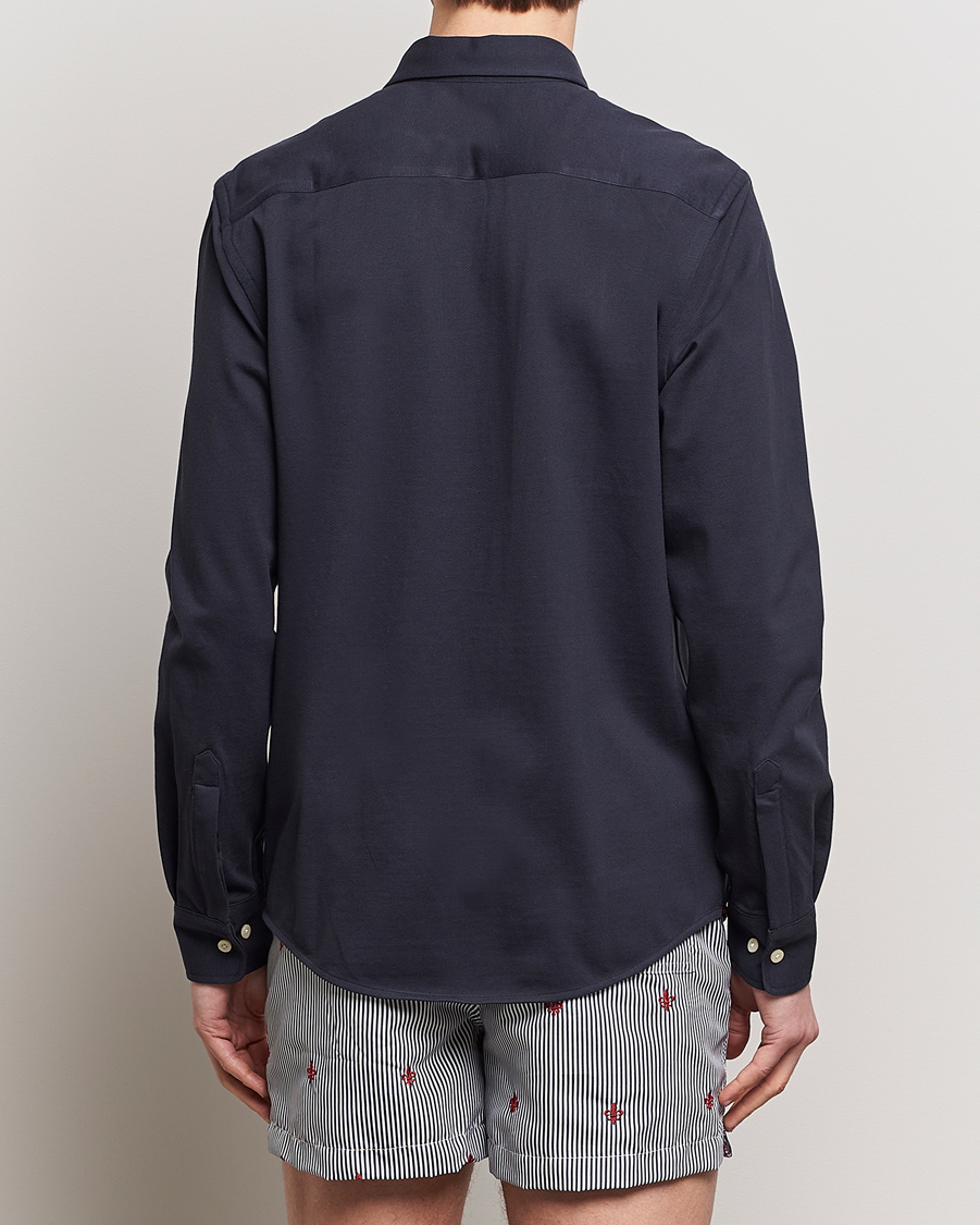 Hombres | Camisas | Morris | Eddie Slim Fit Pique Shirt Old Blue