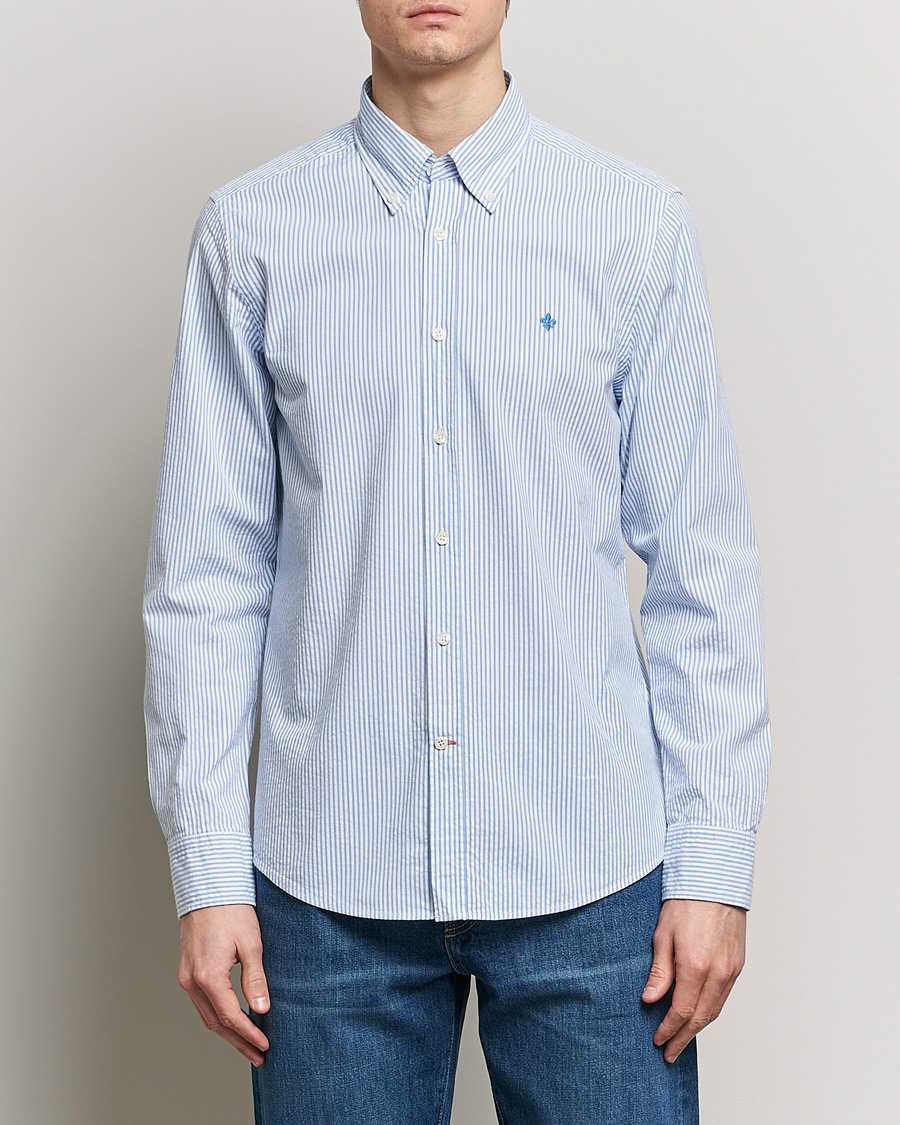 Hombres | Camisas | Morris | Slim Fit Seersucker Shirt Light Blue