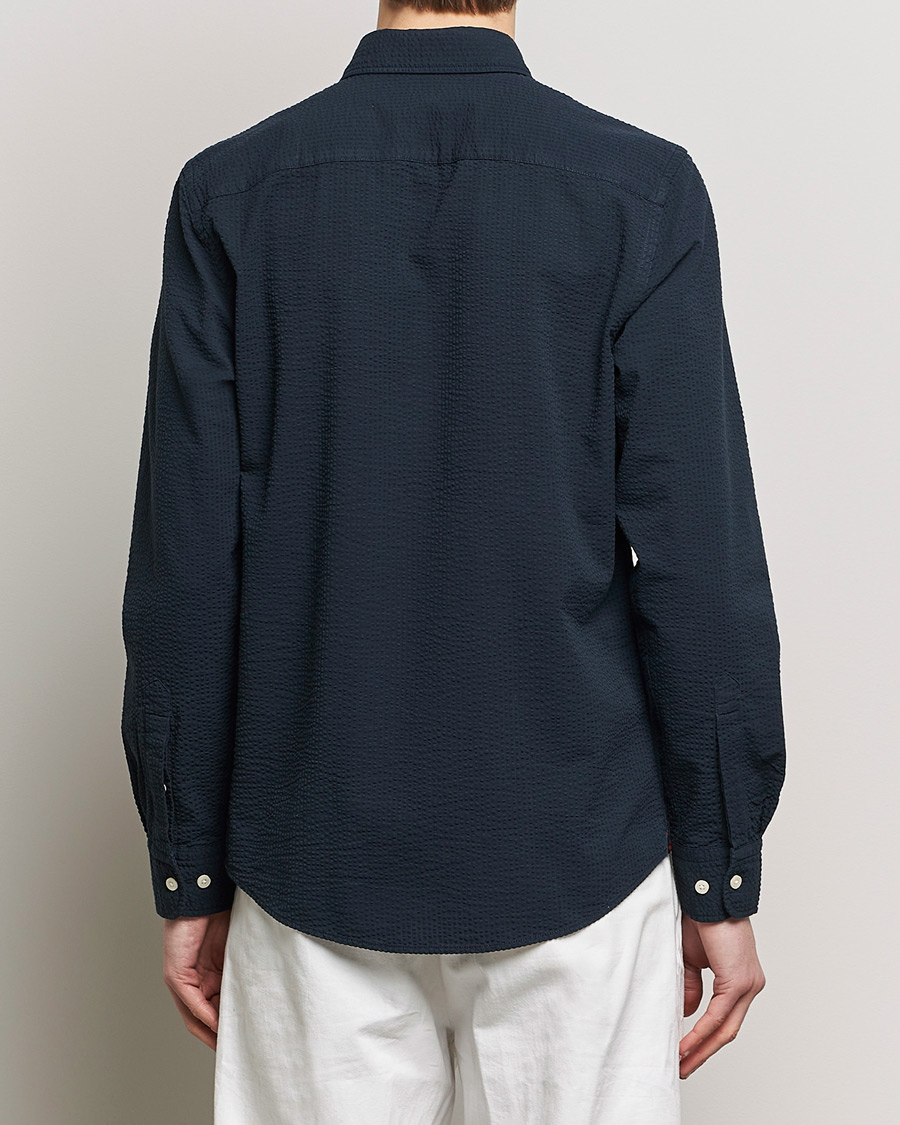 Hombres | Camisas | Morris | Slim Fit Seersucker Shirt Navy