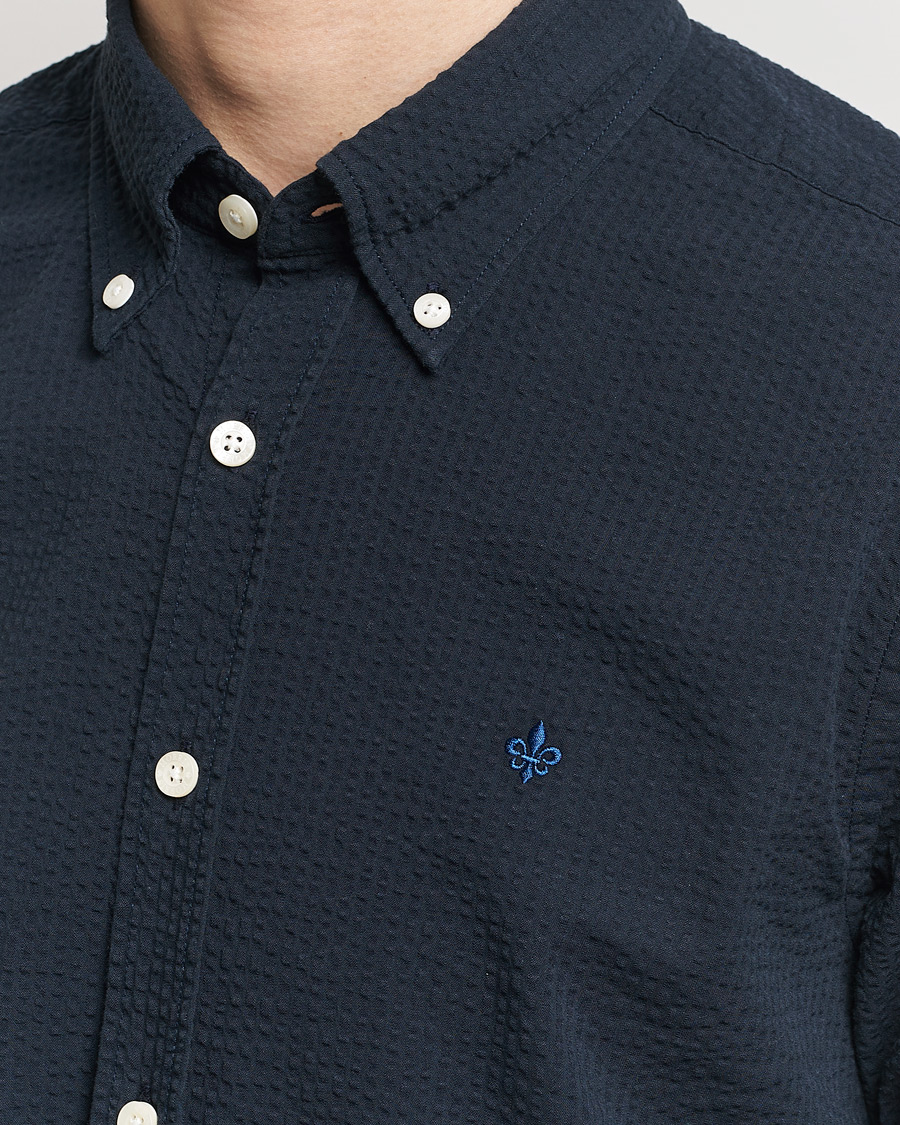 Hombres | Camisas | Morris | Slim Fit Seersucker Shirt Navy