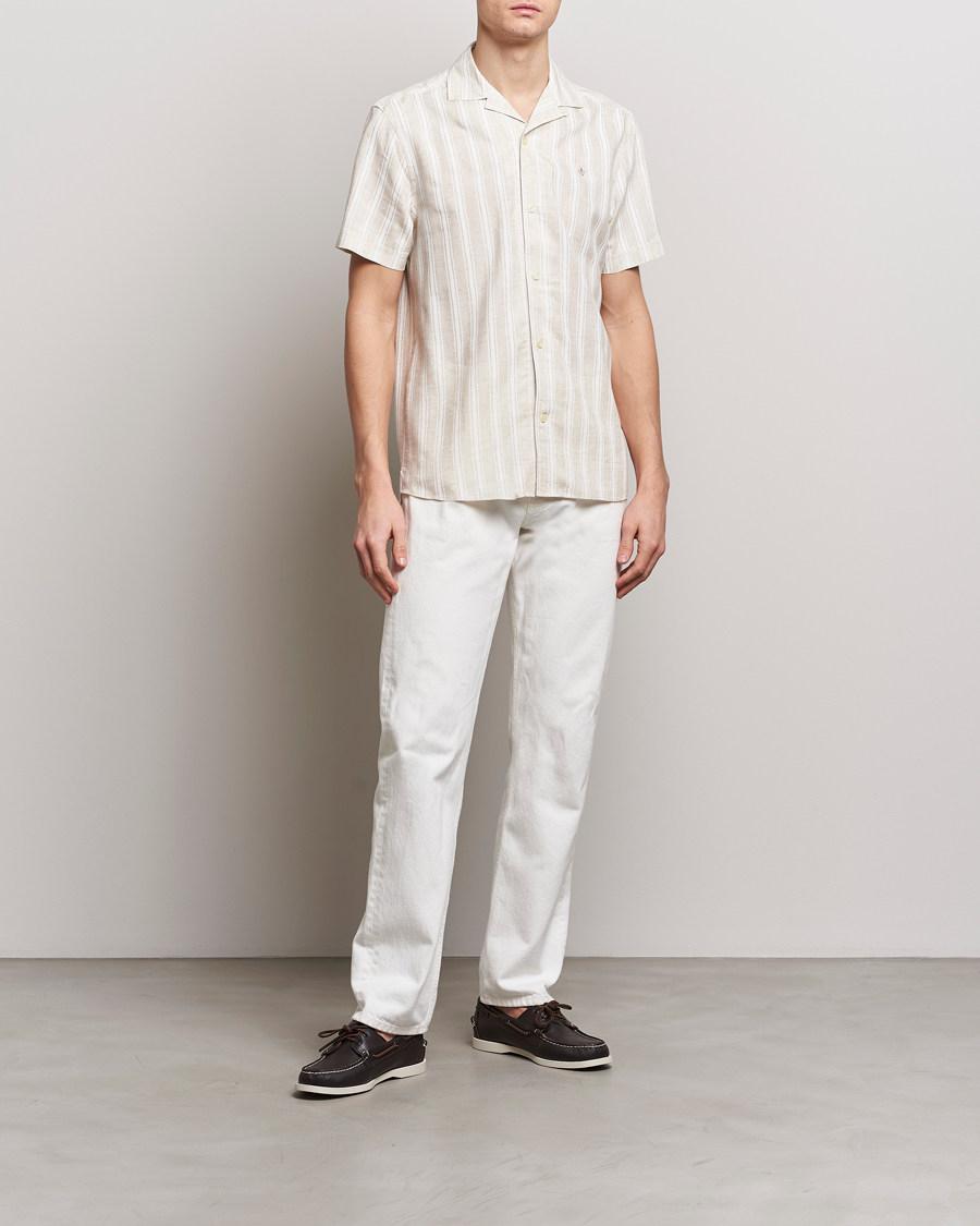 Hombres | Camisas | Morris | Printed Short Sleeve Shirt Off White