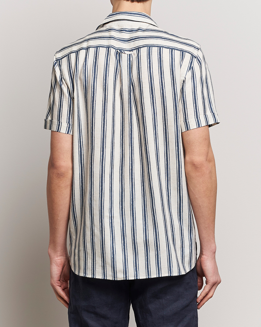 Hombres | Camisas | Morris | Printed Short Sleeve Shirt Navy/Beige