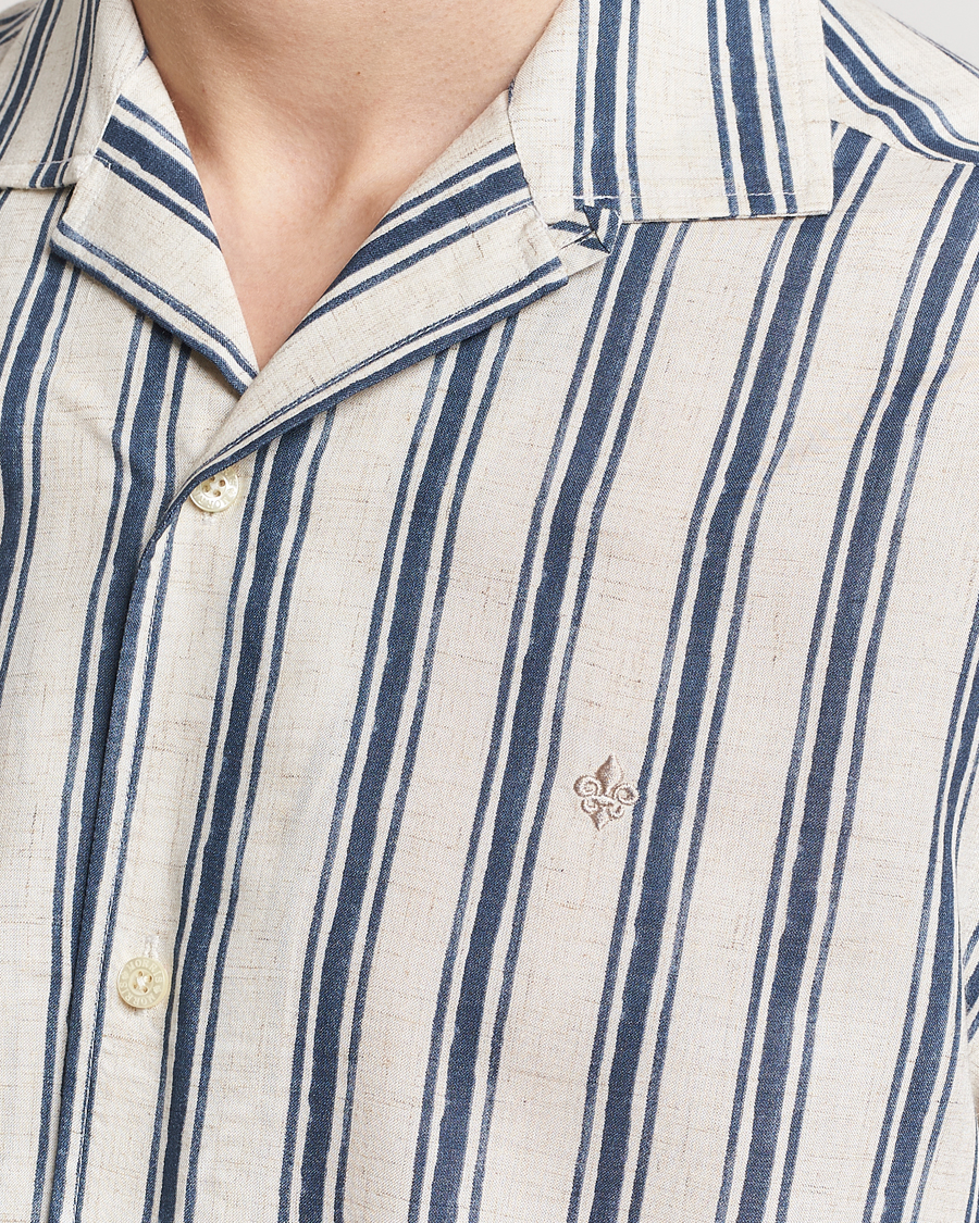 Hombres | Camisas | Morris | Printed Short Sleeve Shirt Navy/Beige