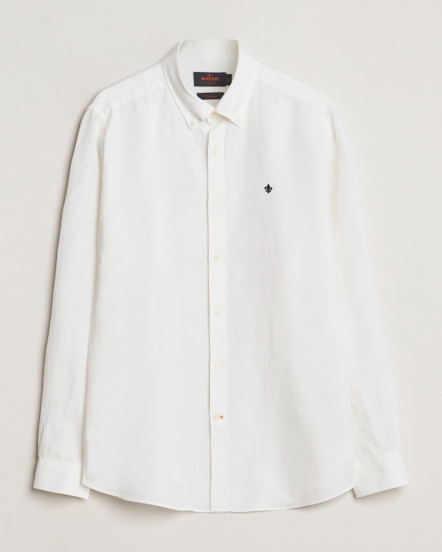 Hombres | Camisas | Morris | Douglas Button Down Linen Shirt White