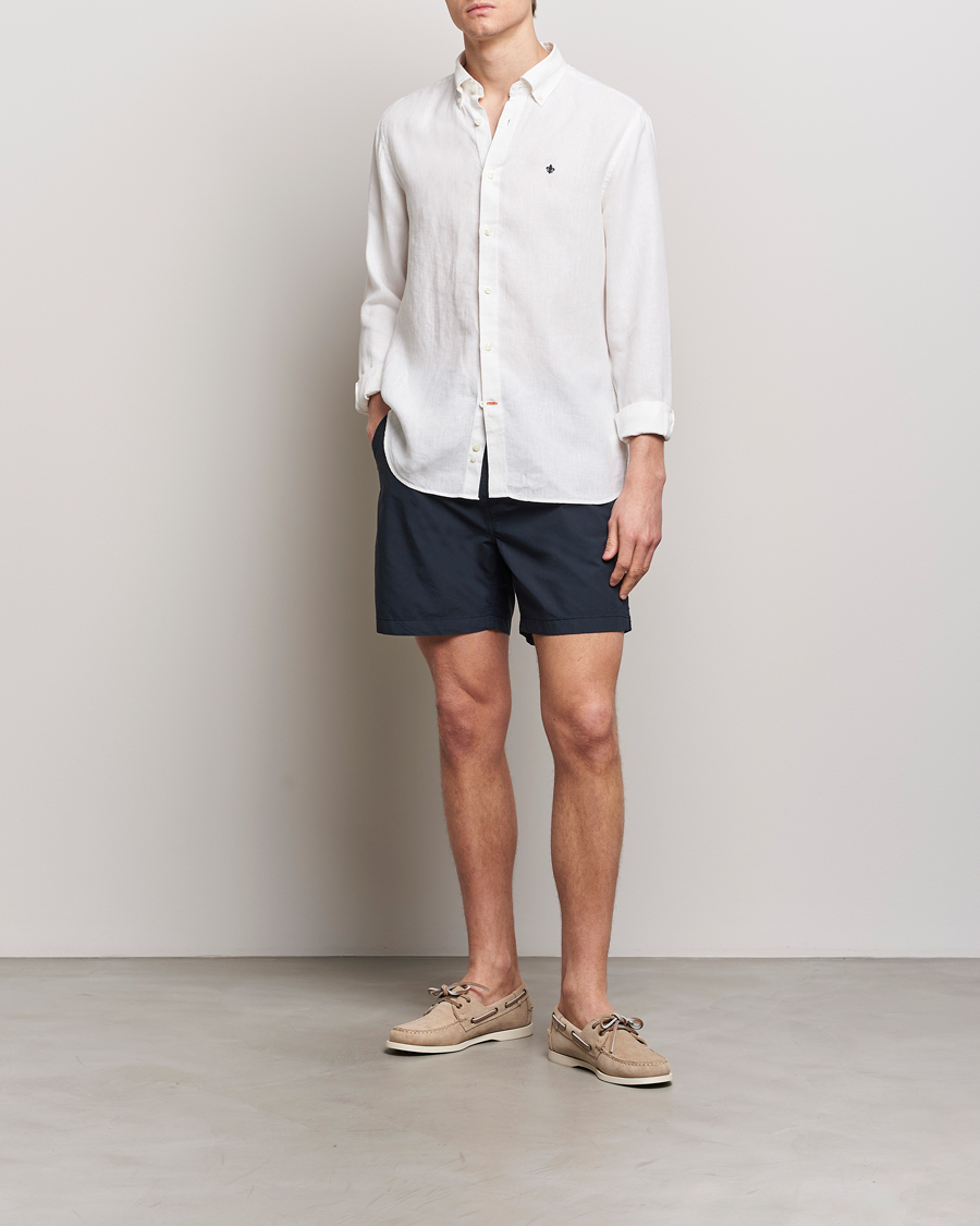 Hombres | Camisas | Morris | Douglas Button Down Linen Shirt White