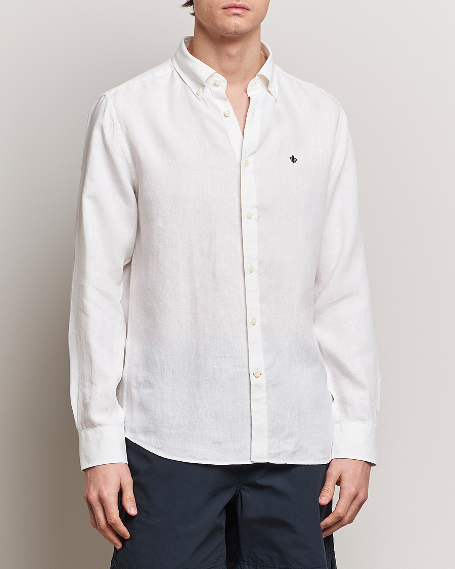 Hombres | Preppy Authentic | Morris | Douglas Linen Button Down Shirt White