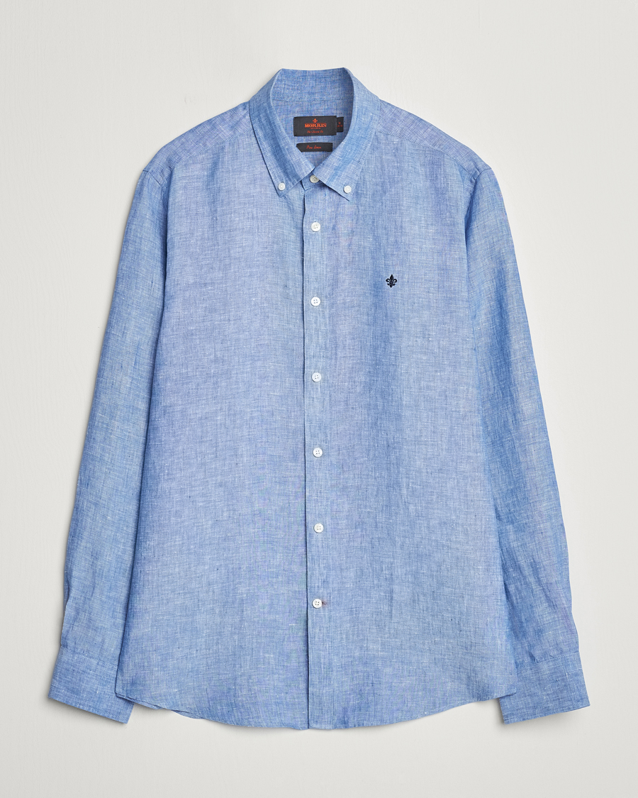 Hombres | Camisas | Morris | Douglas Button Down Linen Shirt Blue