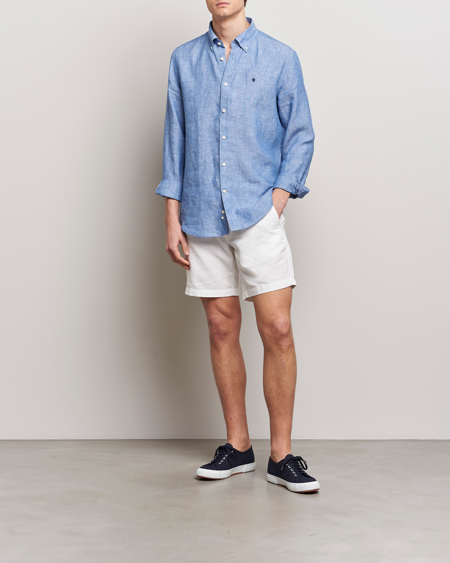 Hombres | Camisas | Morris | Douglas Linen Button Down Shirt Blue
