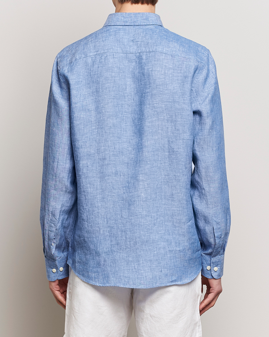 Hombres | Camisas | Morris | Douglas Linen Button Down Shirt Blue