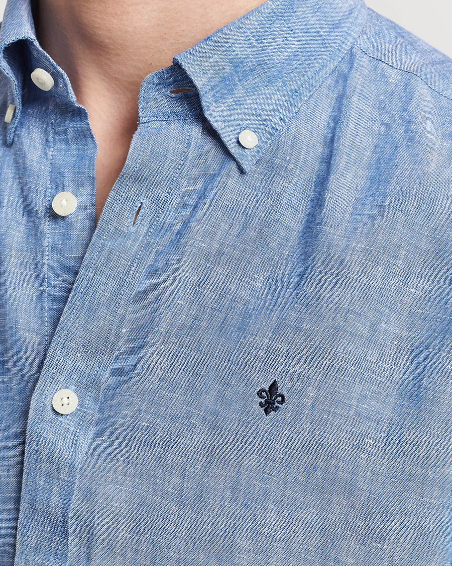 Hombres | Camisas | Morris | Douglas Button Down Linen Shirt Blue
