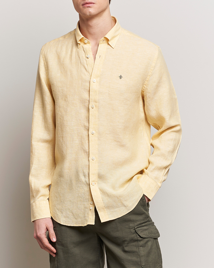 Hombres | Morris | Morris | Douglas Linen Button Down Shirt Yellow