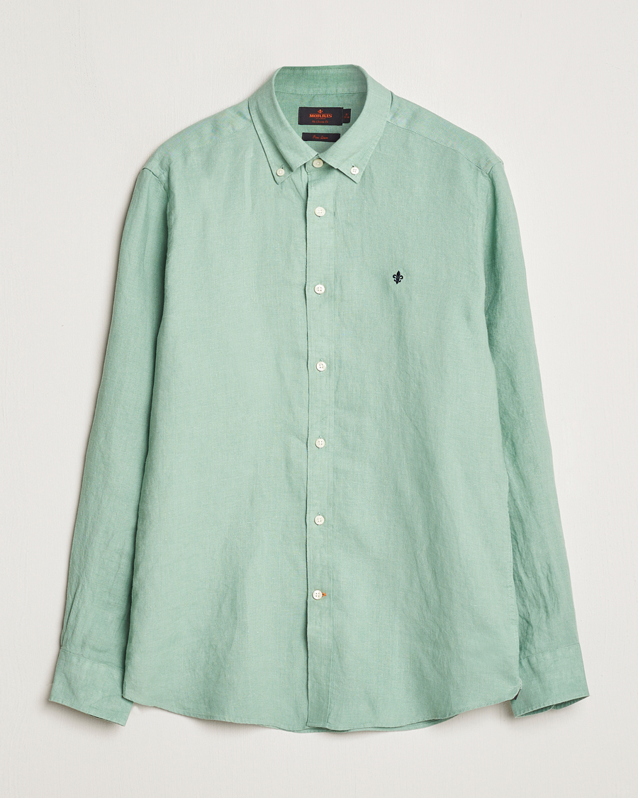 Hombres | Camisas | Morris | Douglas Linen Button Down Shirt Light Green