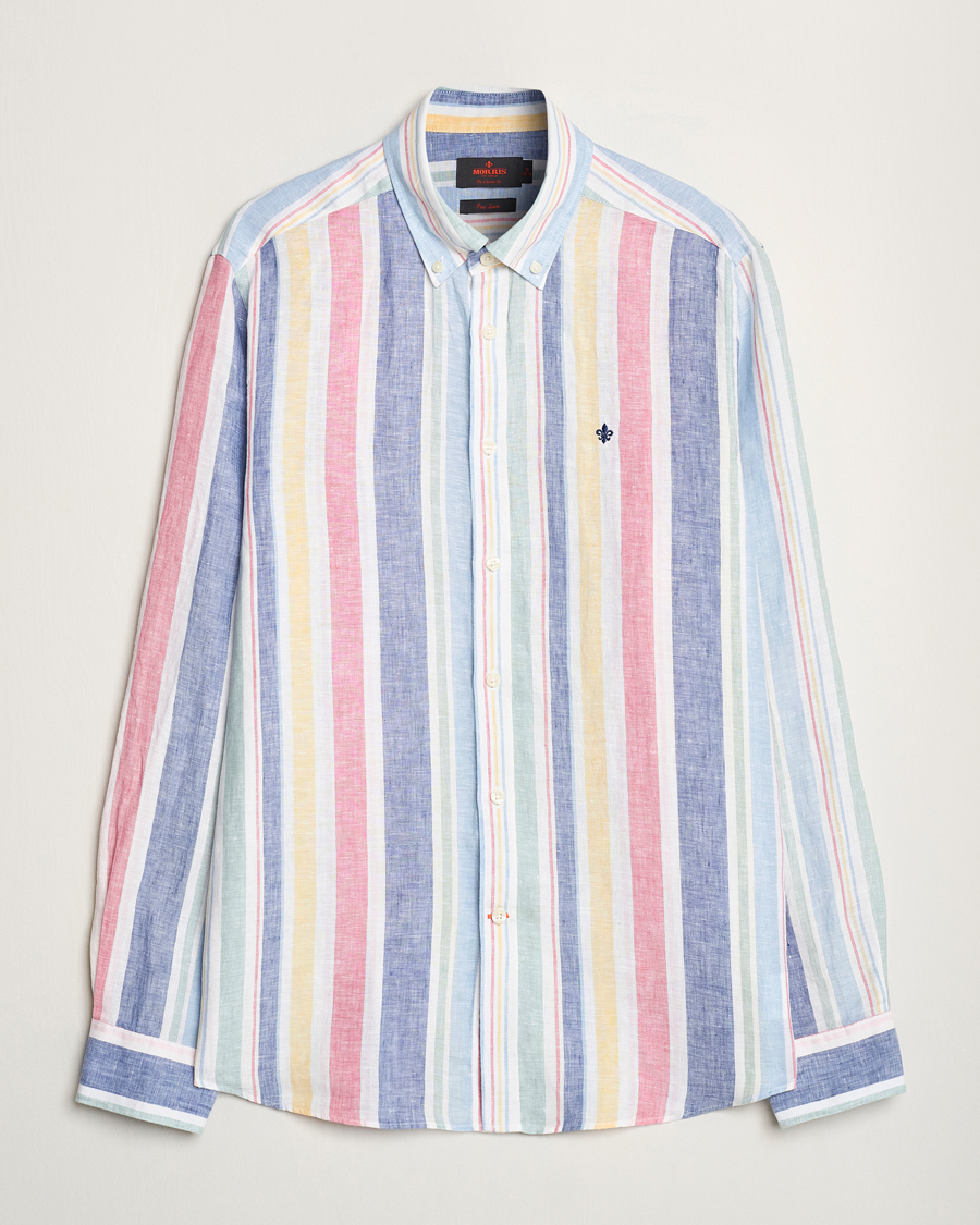Hombres | Camisas | Morris | Happy Linen Stripe Shirt Light Blue