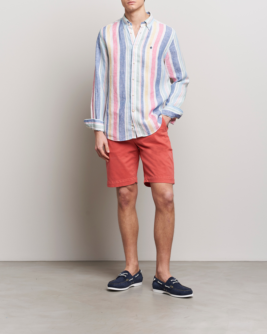 Hombres | Camisas | Morris | Happy Linen Stripe Shirt Light Blue