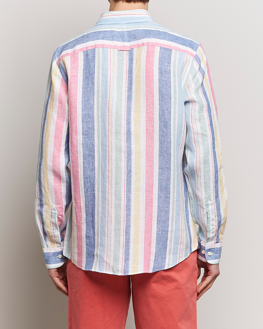 Hombres | Camisas | Morris | Happy Linen Stripe Shirt Light Blue