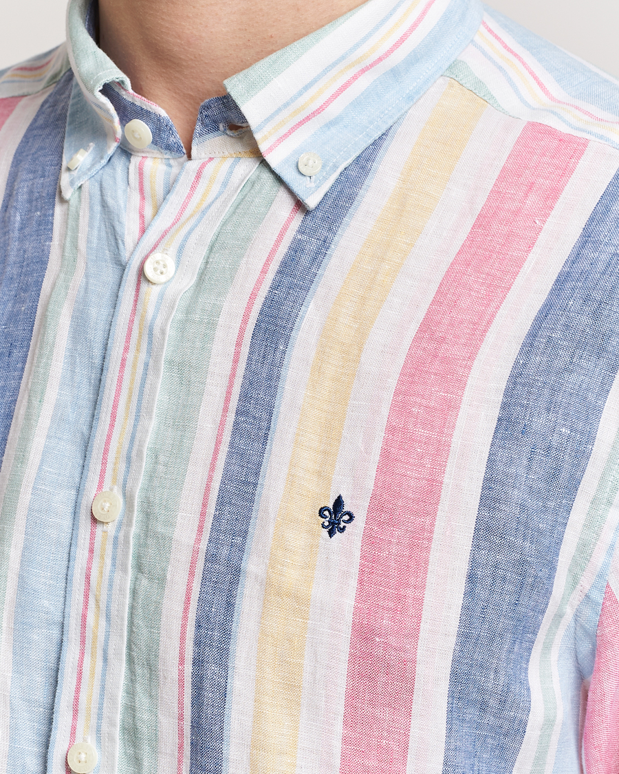 Hombres | Camisas | Morris | Happy Linen Stripe Shirt Light Blue