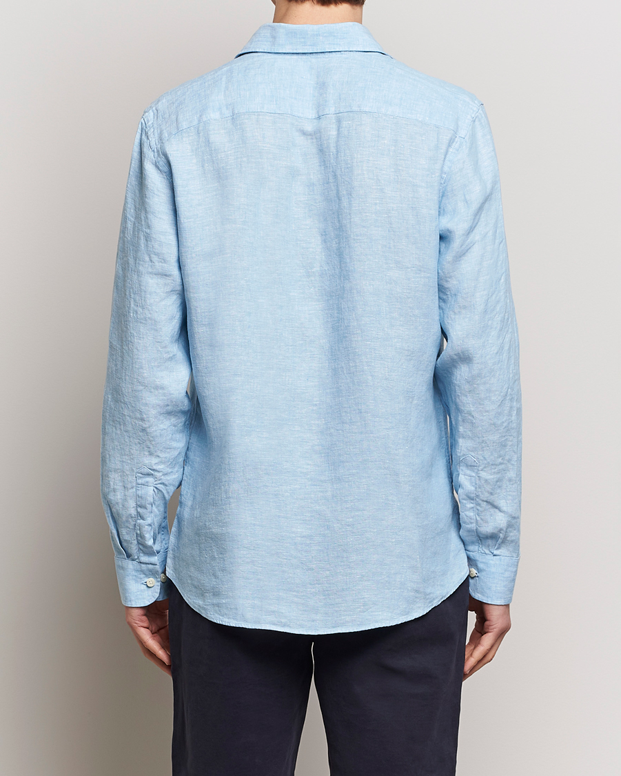 Hombres | Camisas | Morris | Slim Fit Linen Cut Away Shirt Light Blue