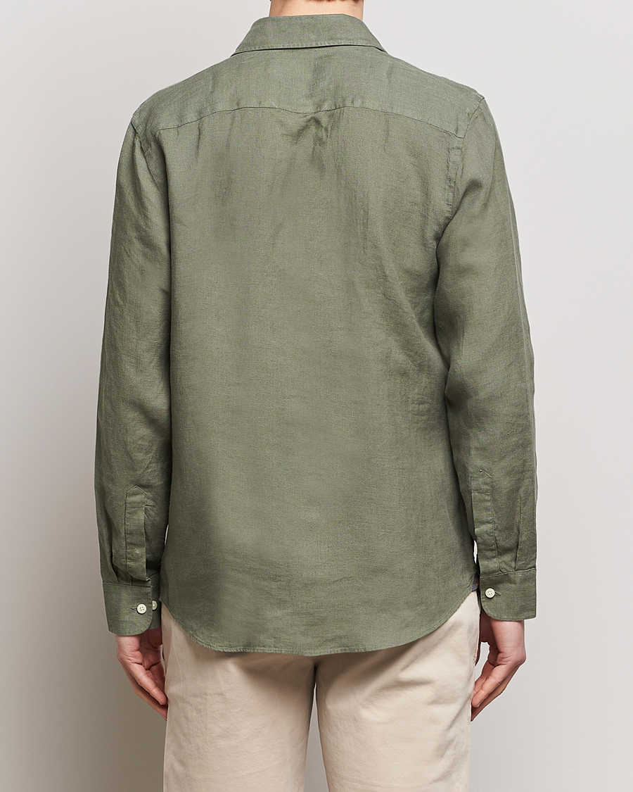 Hombres | Camisas | Morris | Slim Fit Linen Cut Away Shirt Olive