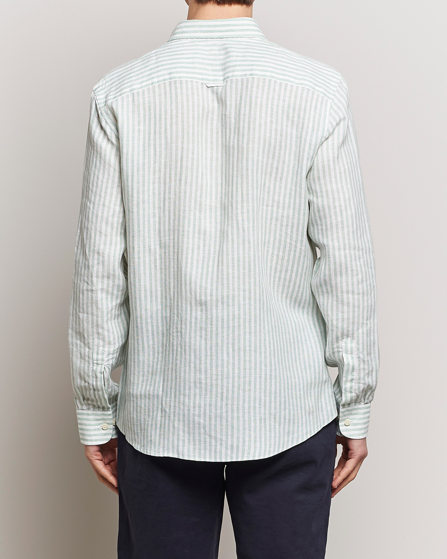 Hombres | Camisas | Morris | Douglas Linen Stripe Shirt Light Green