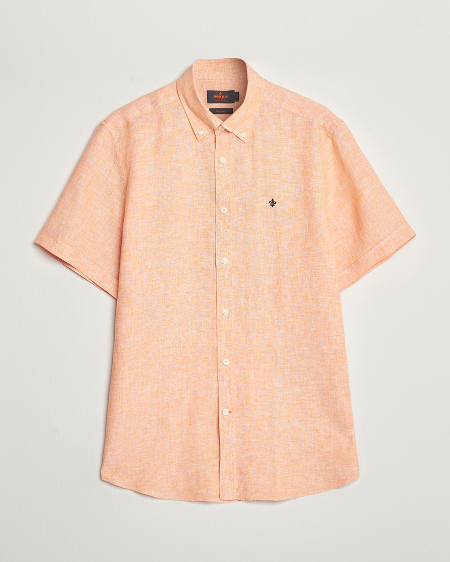 Hombres | Camisas | Morris | Douglas Linen Short Sleeve Shirt Orange