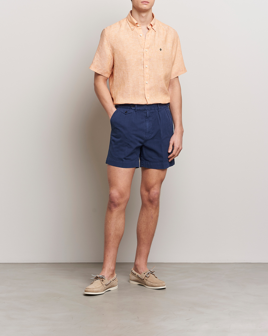 Hombres | Camisas | Morris | Douglas Linen Short Sleeve Shirt Orange