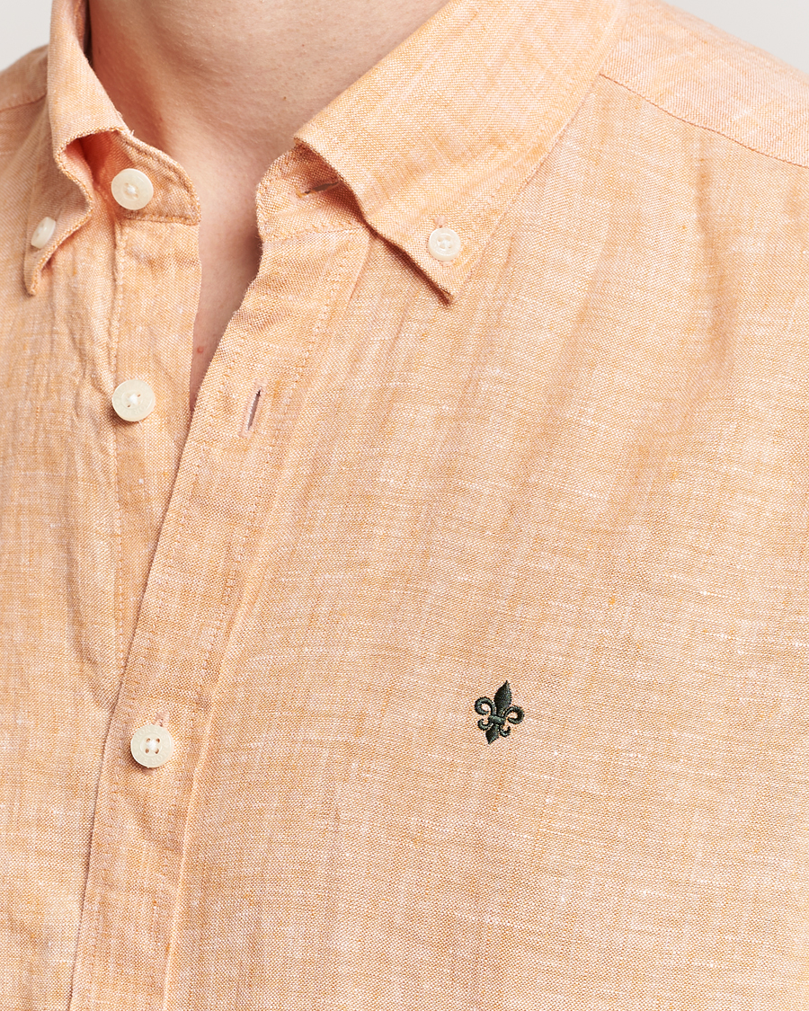 Hombres | Camisas | Morris | Douglas Linen Short Sleeve Shirt Orange