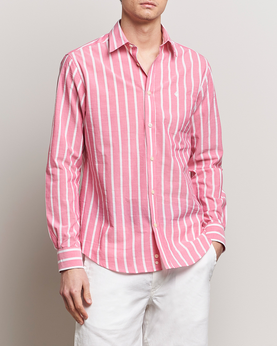 Hombres | Casual | Morris | Summer Stripe Shirt Cerise