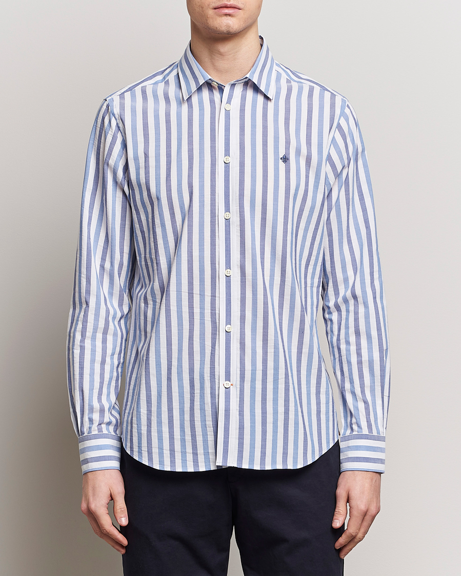 Hombres | Casual | Morris | Summer Stripe Shirt Blue