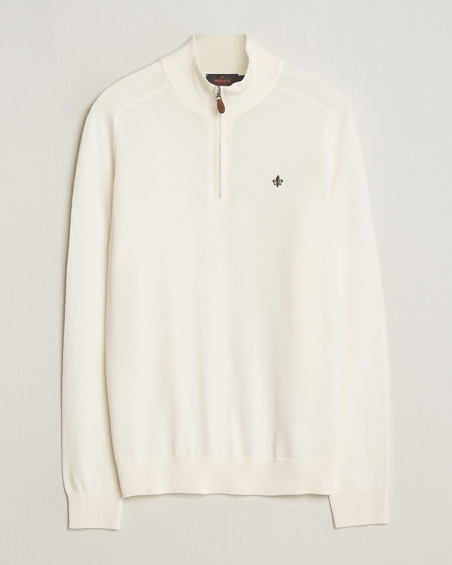 Hombres | Jerséis y prendas de punto | Morris | John Merino Half Zip Off White
