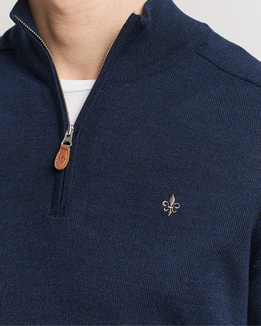 Hombres | Jerséis y prendas de punto | Morris | John Merino Half Zip Blue