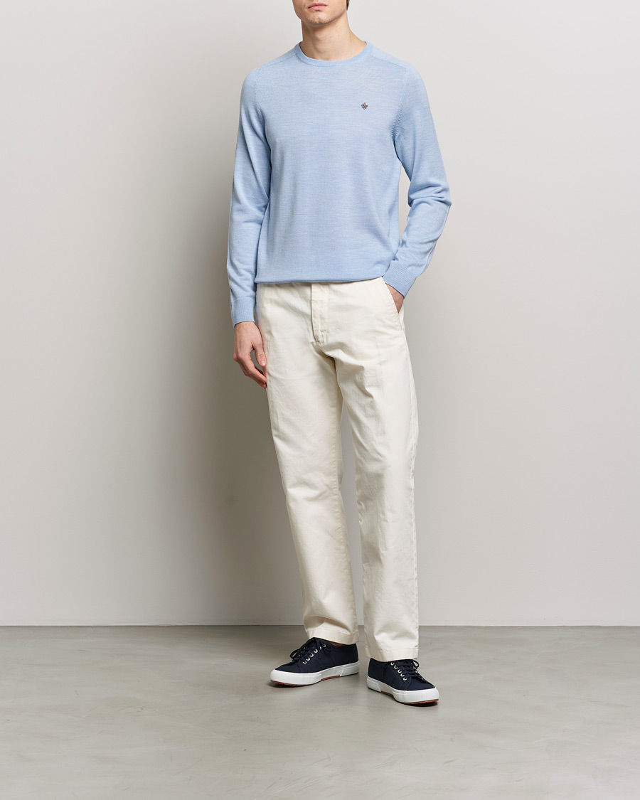 Hombres | Jerséis y prendas de punto | Morris | Merino Crew Neck Pullover Light Blue