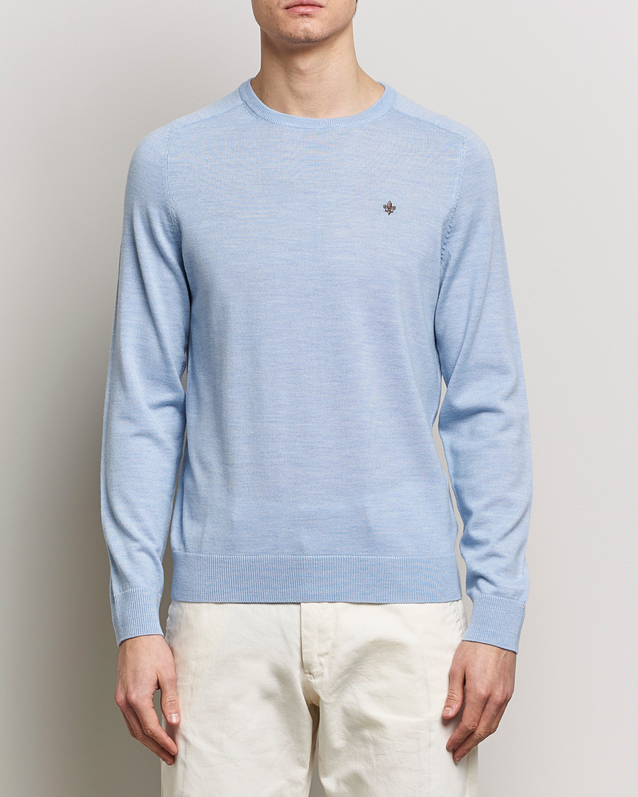 Hombres | Jerséis y prendas de punto | Morris | Merino Crew Neck Pullover Light Blue