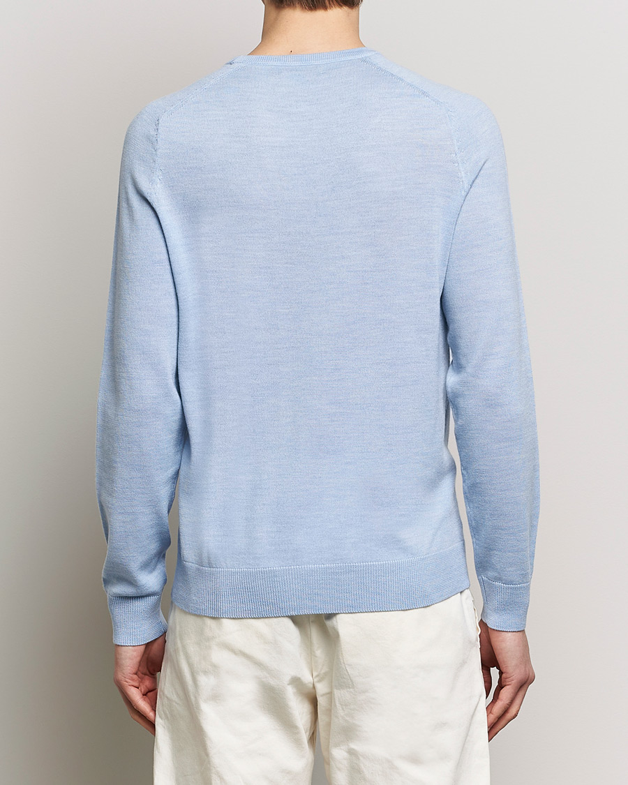 Hombres | Jerséis y prendas de punto | Morris | Merino Crew Neck Pullover Light Blue