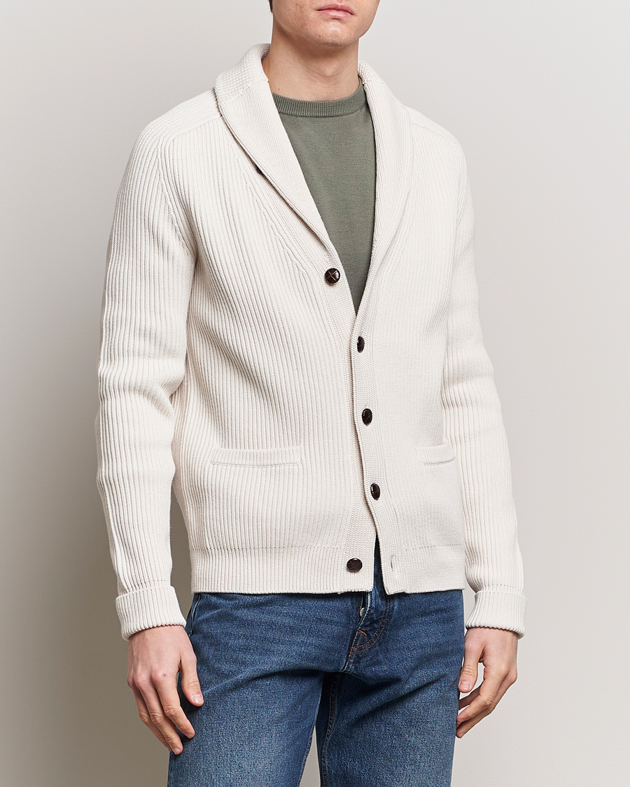 Hombres | Jerséis y prendas de punto | Morris | Brayden Shawl Cardigan White