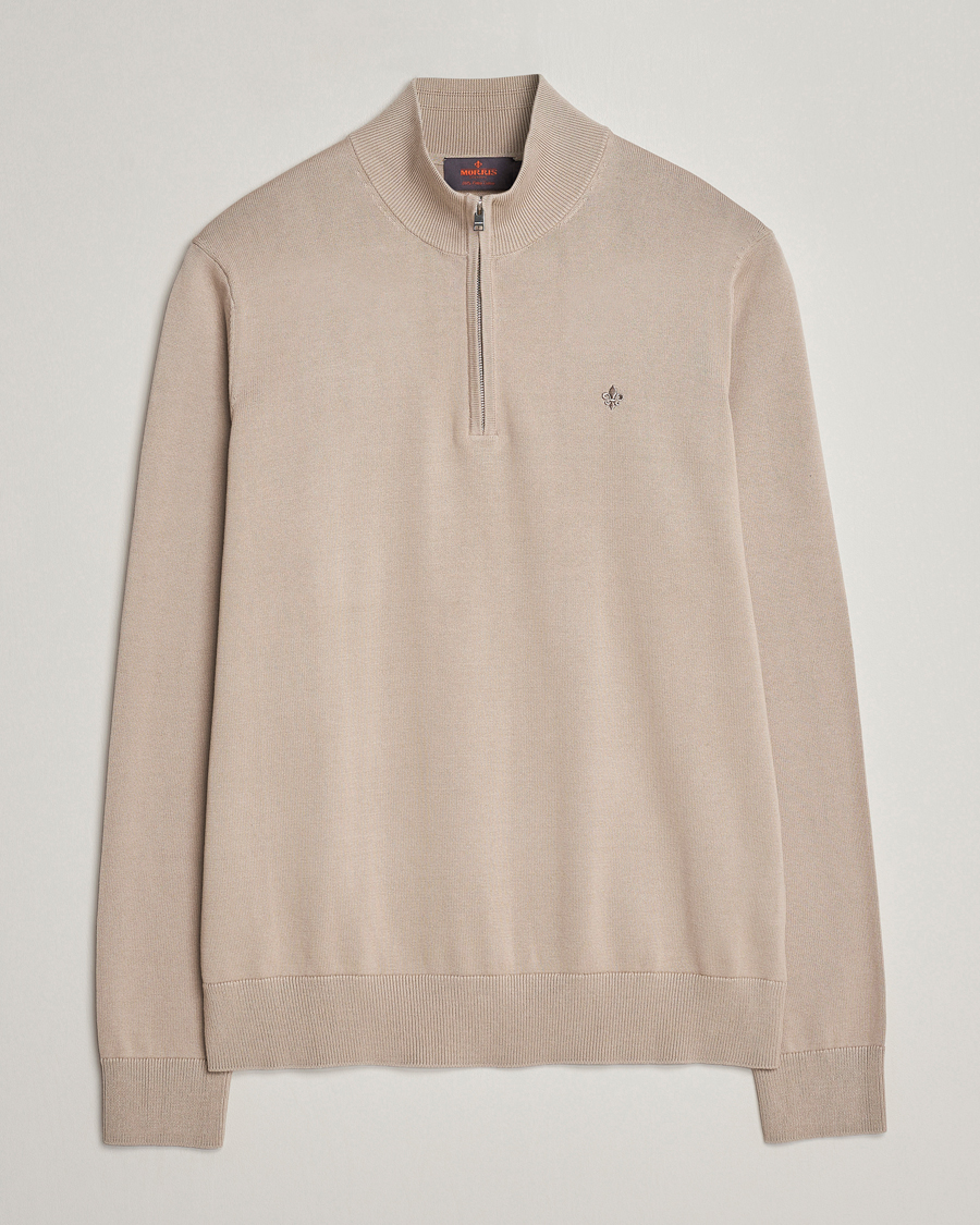 Hombres | Jerséis y prendas de punto | Morris | Riley Cotton Half Zip Khaki