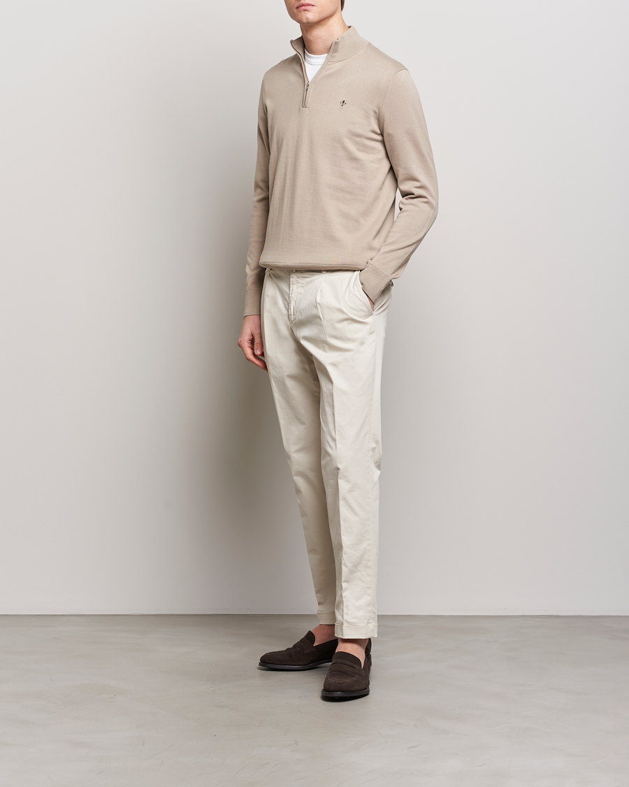 Hombres | Jerséis y prendas de punto | Morris | Riley Cotton Half Zip Khaki
