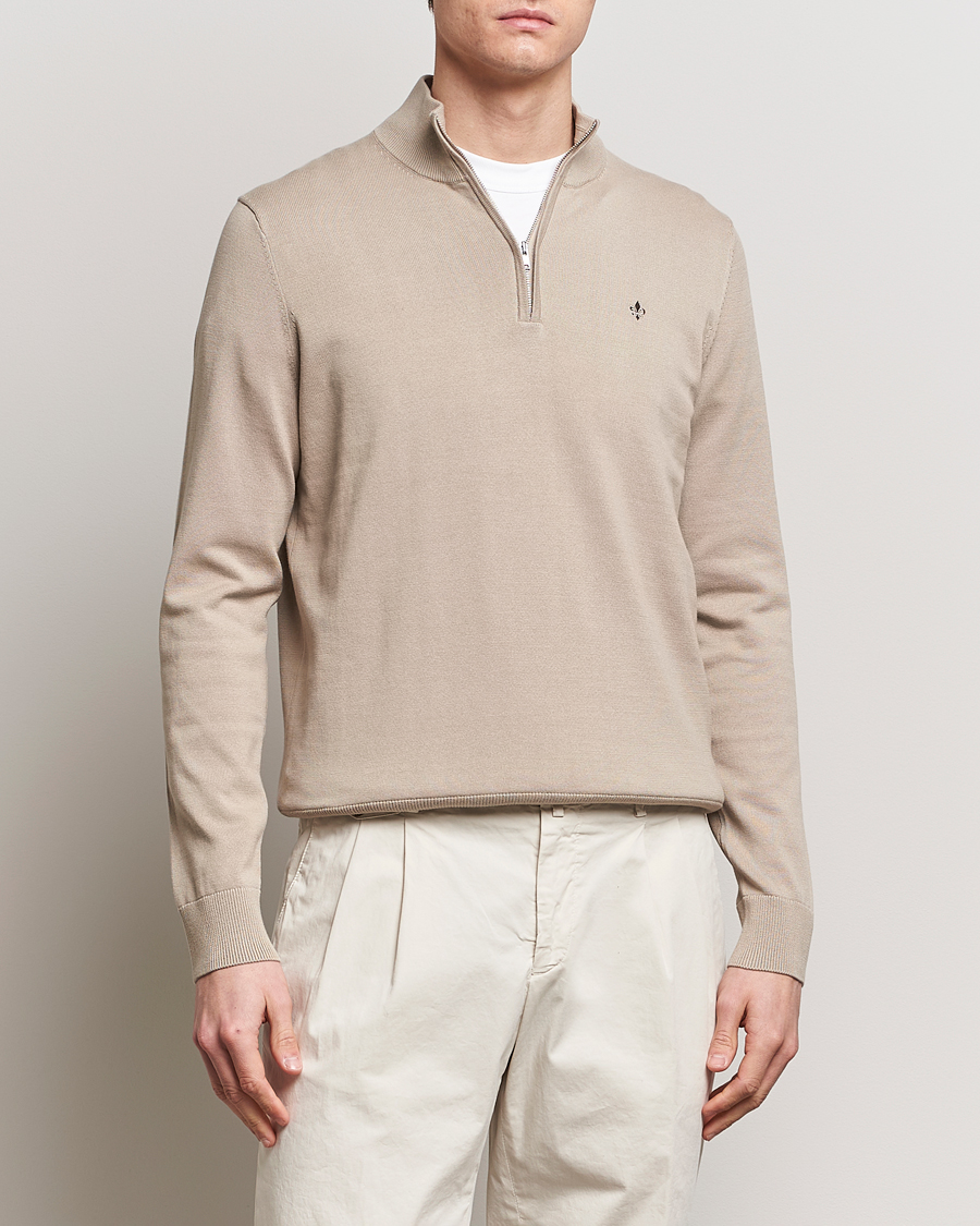Hombres | Jerséis y prendas de punto | Morris | Riley Cotton Half Zip Khaki