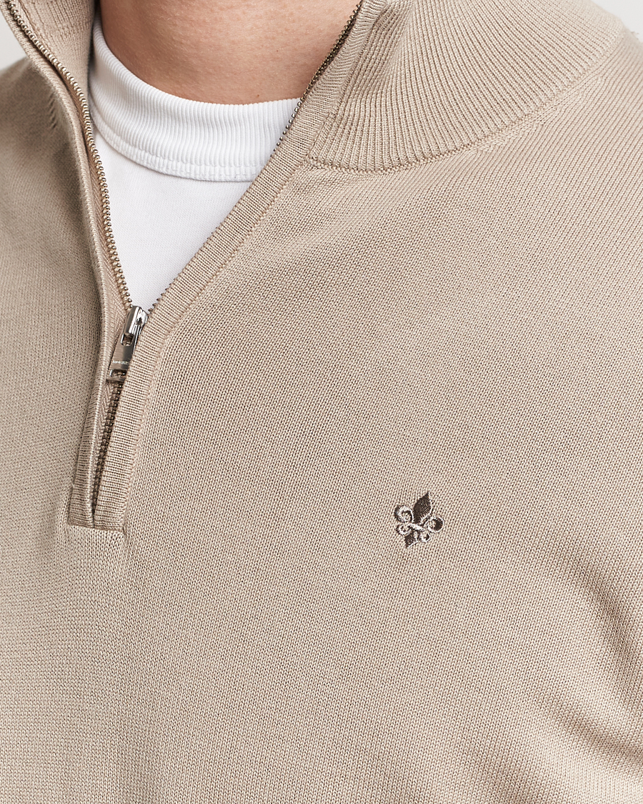 Hombres | Jerséis y prendas de punto | Morris | Riley Cotton Half Zip Khaki