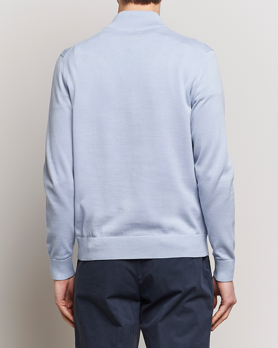 Hombres | Jerséis y prendas de punto | Morris | Riley Cotton Half Zip Light Blue