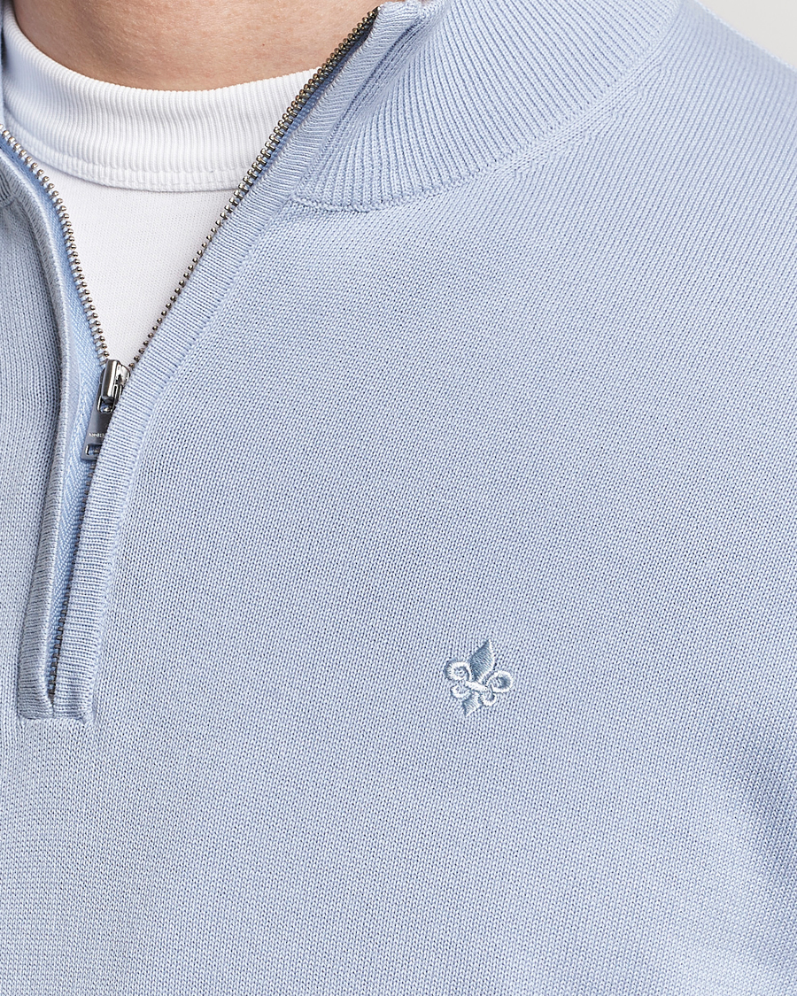 Hombres | Jerséis y prendas de punto | Morris | Riley Cotton Half Zip Light Blue