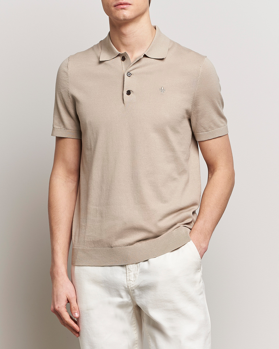 Hombres | Polos de punto | Morris | Cenric Cotton Knitted Short Sleeve Polo Khaki
