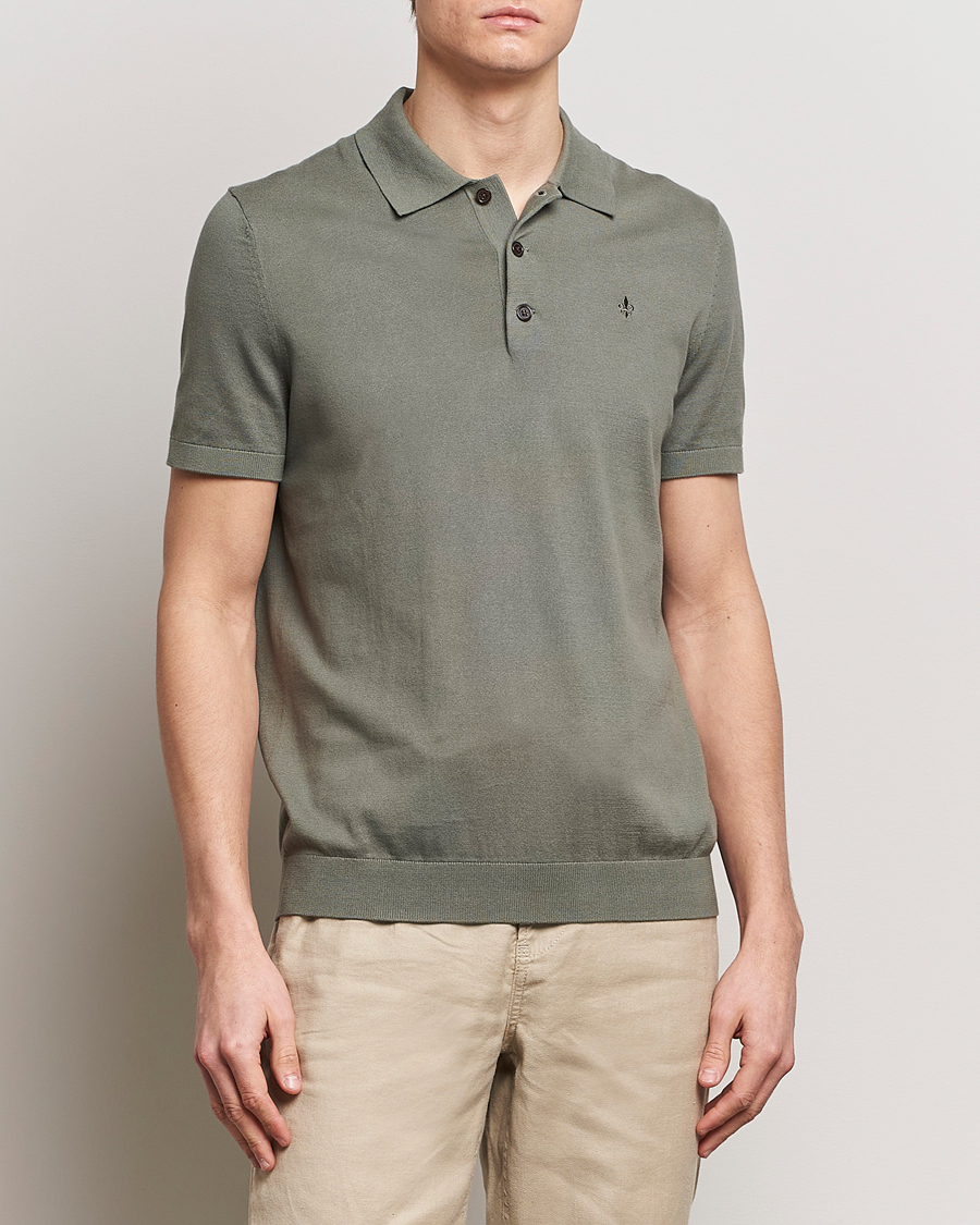Hombres | Morris | Morris | Cenric Cotton Knitted Short Sleeve Polo Green
