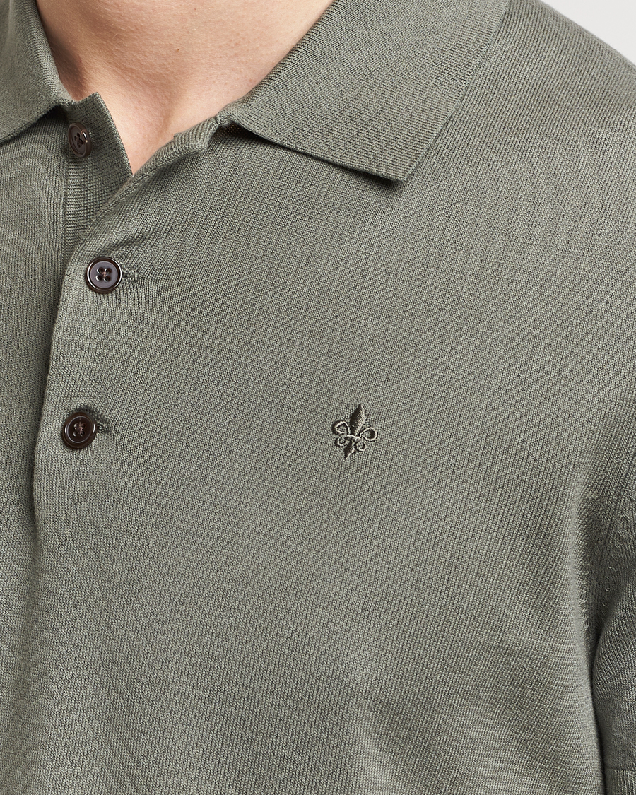Hombres | Jerséis y prendas de punto | Morris | Cenric Cotton Knitted Short Sleeve Polo Green