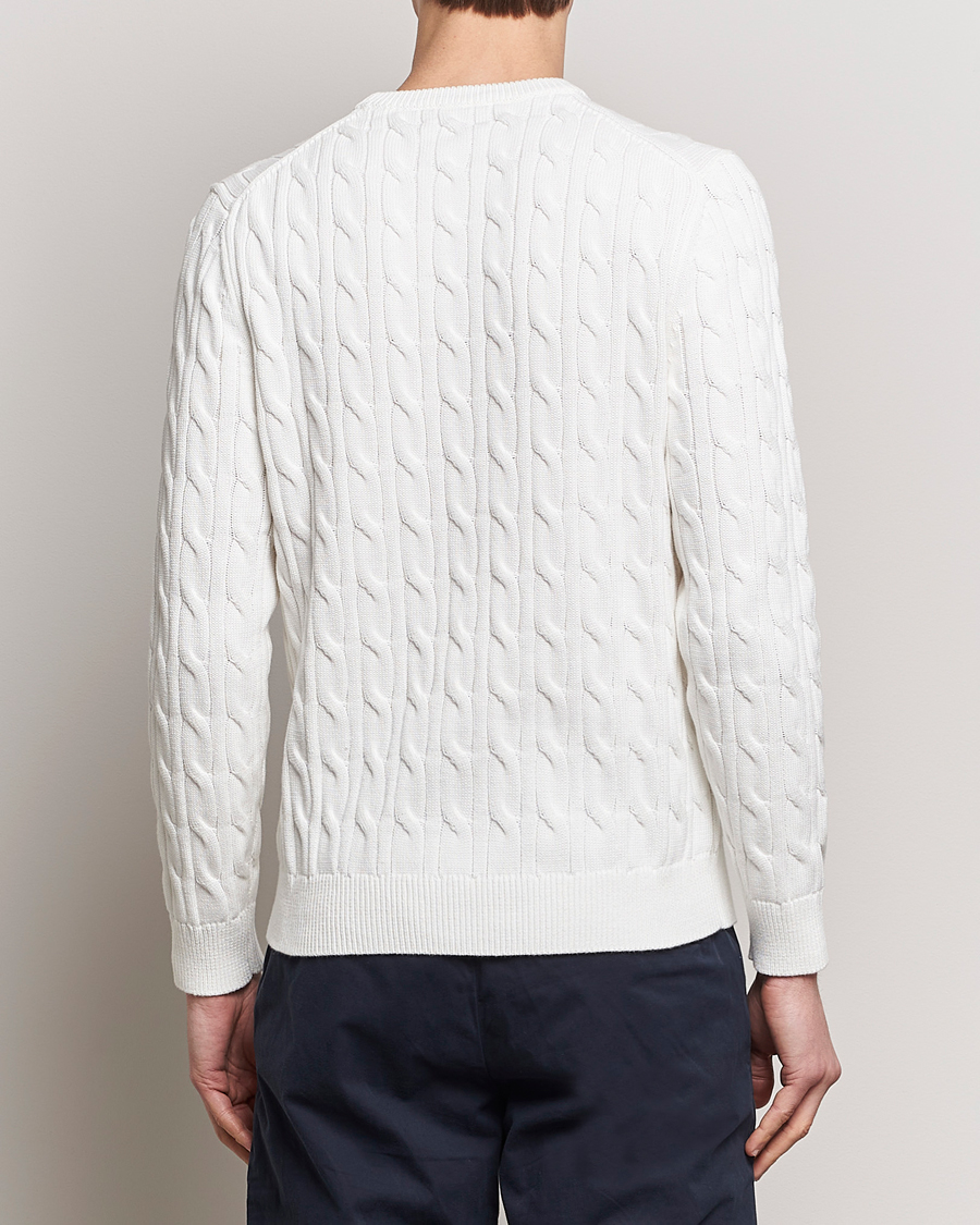 Hombres | Jerséis y prendas de punto | Morris | Ethan Cotton Cable Crew Neck Off White