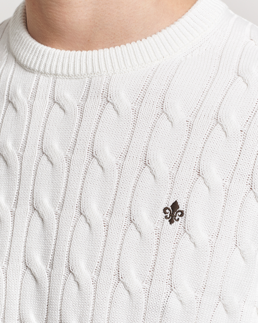 Hombres | Jerséis y prendas de punto | Morris | Ethan Cotton Cable Crew Neck Off White