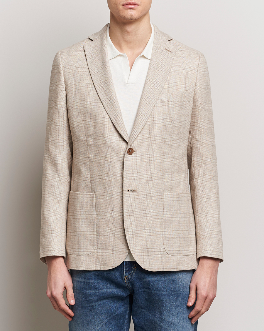 Hombres | Blazers | Morris | Archie Cotton Glencheck Blazer Khaki